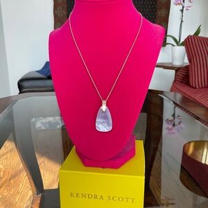 Kendra Scott rose gold adjustable length chain w/  pearlescent lavender pendant